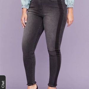 Ultimate stretch skinny jean black tuxedo stripe
